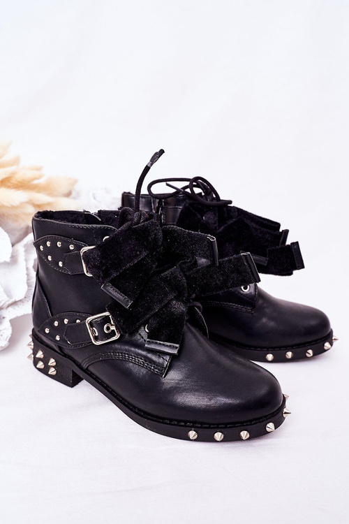 Dziecięce Ocieplane Botki Z Ćwiekami Lu Boo Czarne