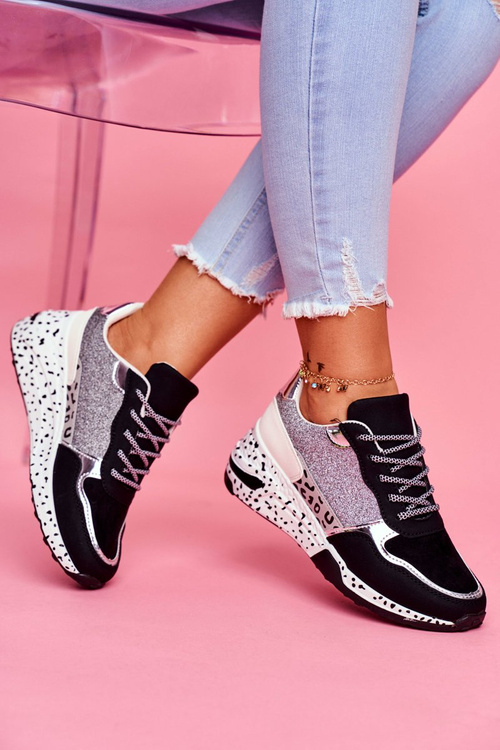 Sportowe Damskie Buty Gruba Podeszwa Czarne Nokien