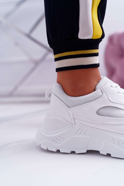 Sportowe Damskie Buty Gruba Podeszwa Białe HighStep