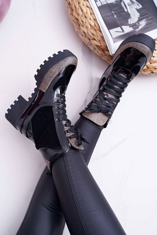 Damskie Botki Wysokie Czarne Trapery Havok