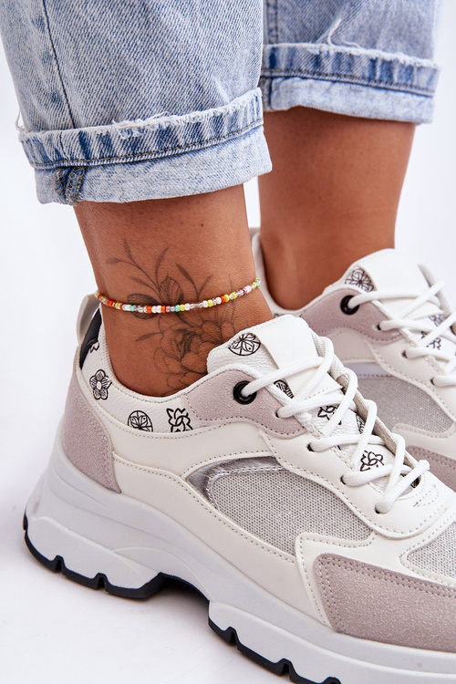 Sznurowane Buty Sportowe Na Platformie Białe Escape