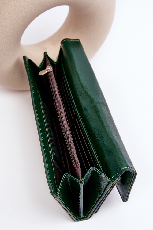 Damski Portfel Zapinany Na Magnes Ciemnozielony Harmale