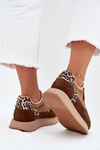 Zamszowe Sneakersy Damskie Big Star OO274A313 HI-POLY SYSTEM Brązowe Panterka