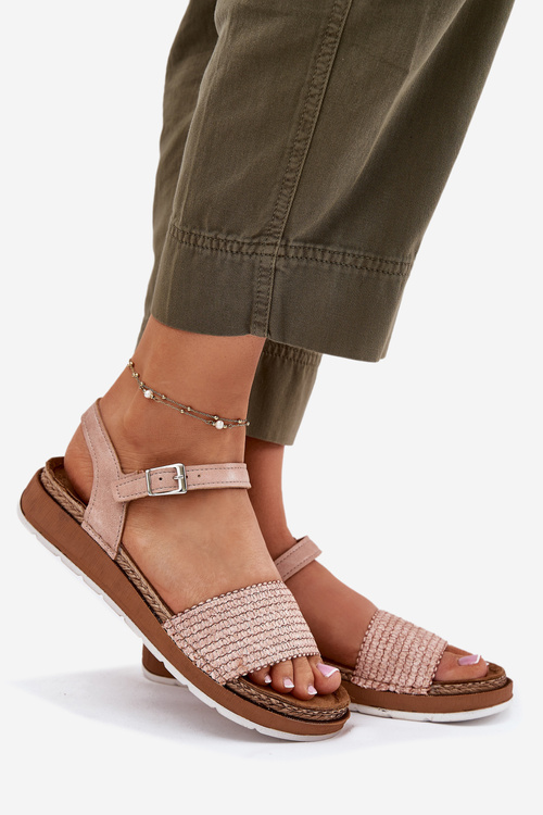 Sandały Damskie Z Plecionką Na Pasku Inblu GS000050 Różowe