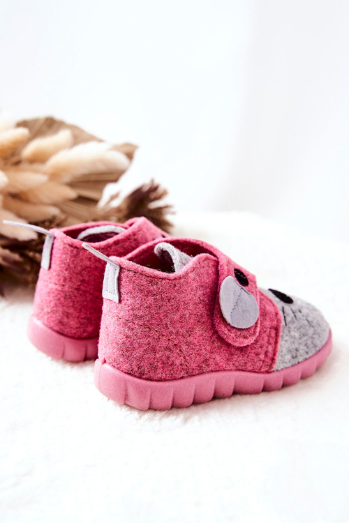 Trzewiki Papcie Befado Myszka 526P104 Różowo-Szare