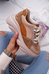 Sportowe Damskie Buty Gruba Podeszwa Camel Cardamon