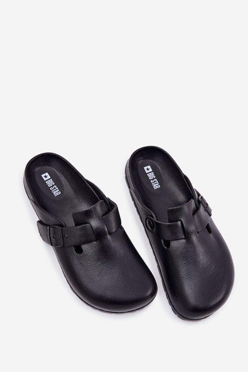 Piankowe Klapki Chodaki Męskie Z Klamrą Big Star RR174A022 Czarne