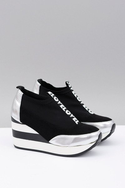Lu Boo Czarne Sneakersy Na Koturnie Platforma Love Mitta