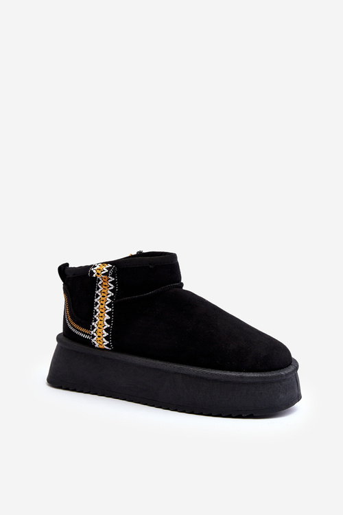 Śniegowce Na Platformie Ze Wzorem Czarne Udra