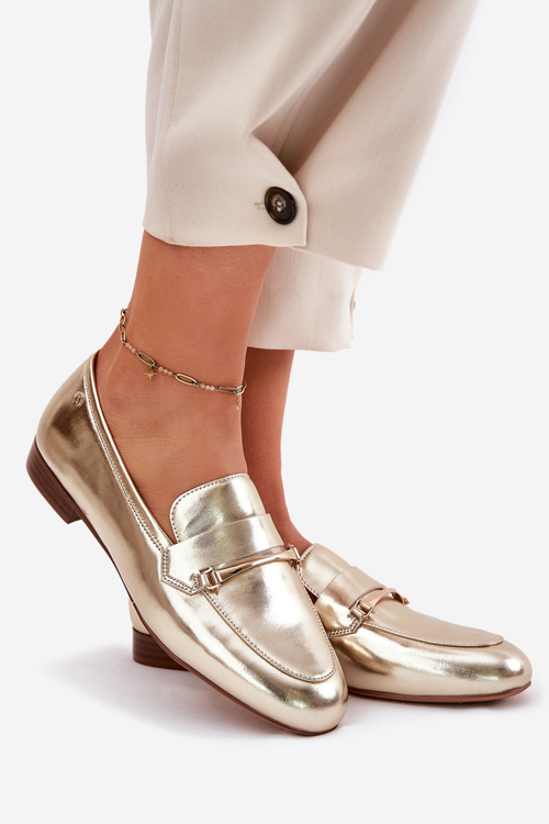 Skórzane Półbuty Mokasyny Damskie Maciejka K6809-25 Złote