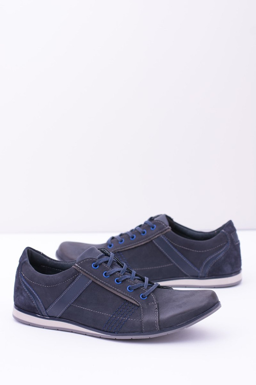 Męskie Skórzane Granatowe Półbuty Denali