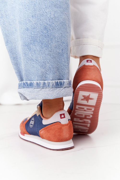 Damskie Sportowe Buty Memory Foam Big Star HH274567 Niebiesko-Pomarańczowe