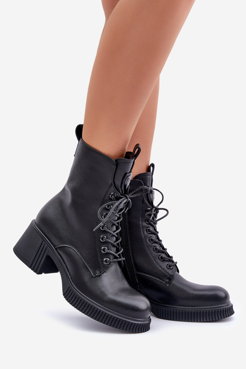 Ocieplane Botki Damskie Ze Skóry Naturalnej Vinceza 66671 Czarne