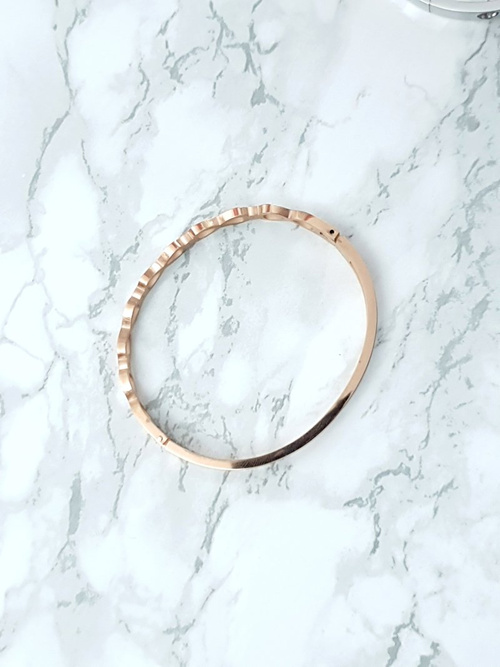 Damska Bransoleta Stalowa Z Cyrkonią Nieskończoność Różowe Złoto Glam