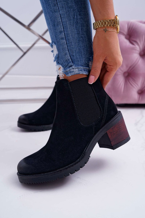 Botki Damskie Na Obcasie Sergio Leone Czarne BT702