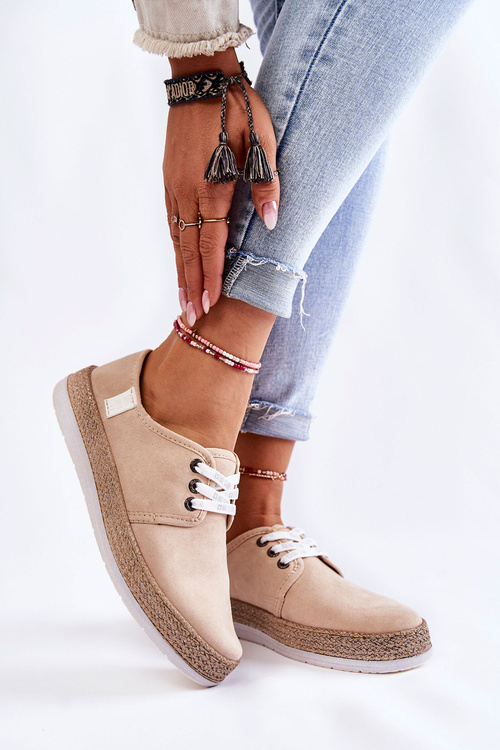 Damskie Niskie Trampki Memory Foam System Big Star KK276005 Beżowe