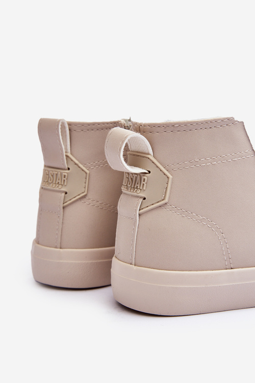 Ocieplane Dziecięce Trampki Na Suwak Big Star MM374012 Jasnobeżowe