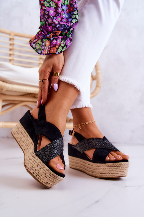 Damskie Sandały Na Platformie Czarne Emmalee