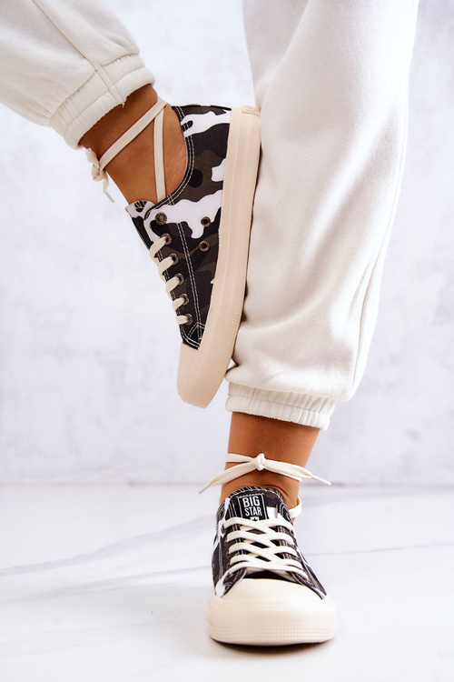 Damskie Materiałowe Trampki Moro BIG STAR JJ274237 Biało-Szare