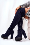 Zamszowe Kozaki Za Kolano Granatowe Fillis