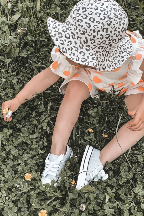 Dziecięce Brokatowe Trampki Srebrne Bling-Bling