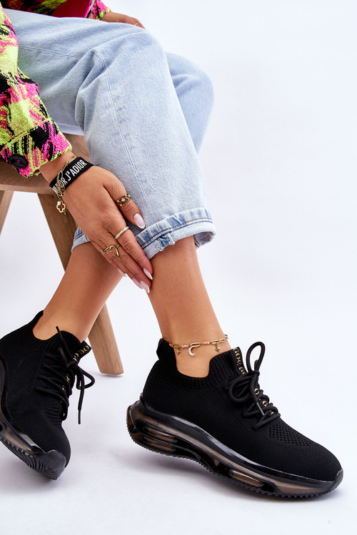 Damskie Wsuwane Skarpetkowe Buty GOE JJ2N4080 Czarne