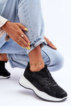 Damskie Buty Sportowe Sneakersy Na Platformie Czarno-Białe Lomare