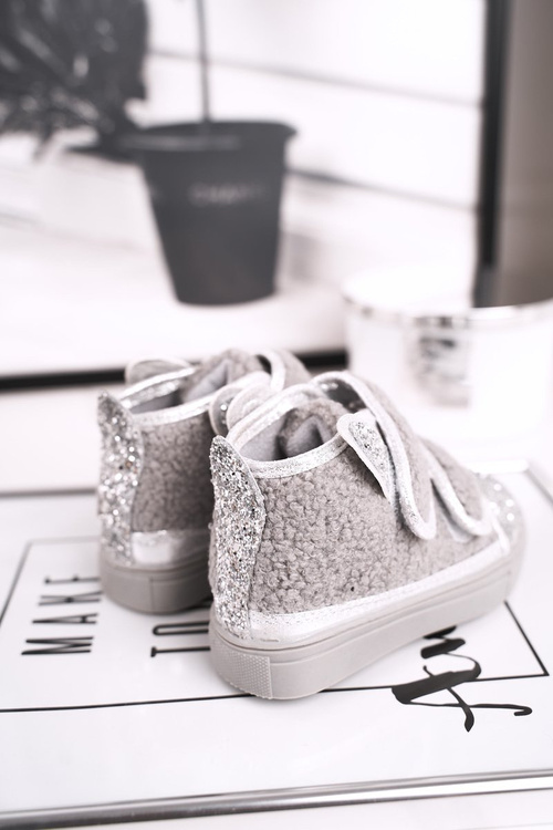 Dziecięce Trampki Ocieplane Wysokie Szare Clifford