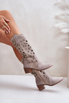 Ażurowe Kozaki Zamszowe Lewski Shoes 3170 Cappucino