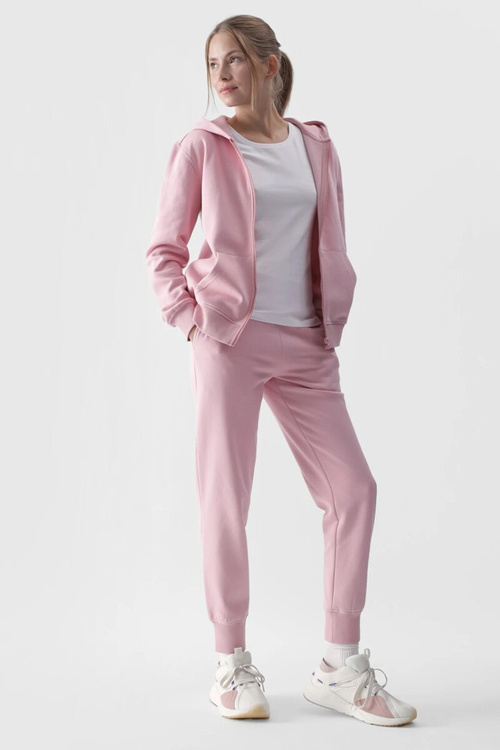 Bluza Damska Dresowa Z Kapturem Rozpinana Bawełniana 4F Różowa 4FWMM00TSWSF1467-56S