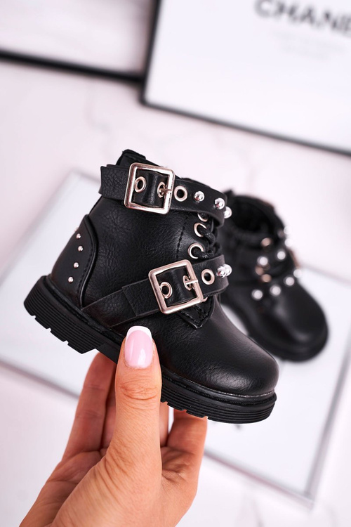 Dziecięce Botki Ocieplone Futerkiem Czarne Mary