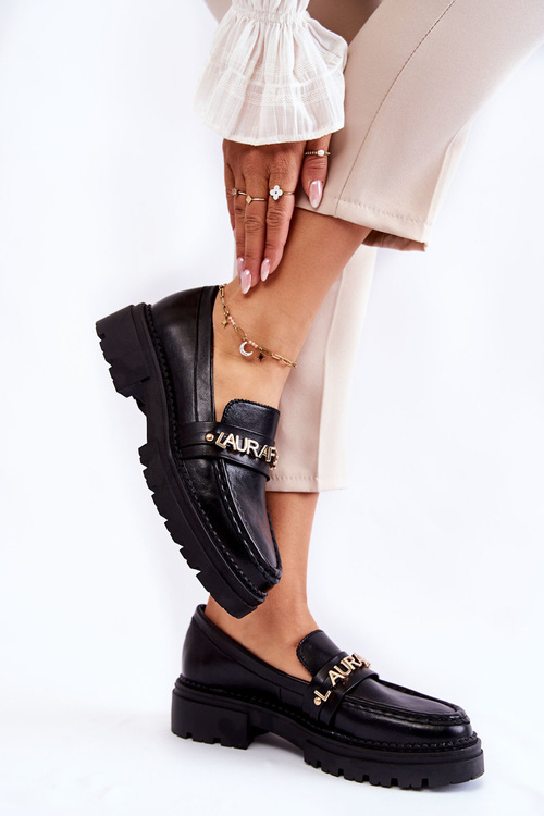 Skórzane Półbuty Loafery Literki La.Fi 210001B-PU Czarne