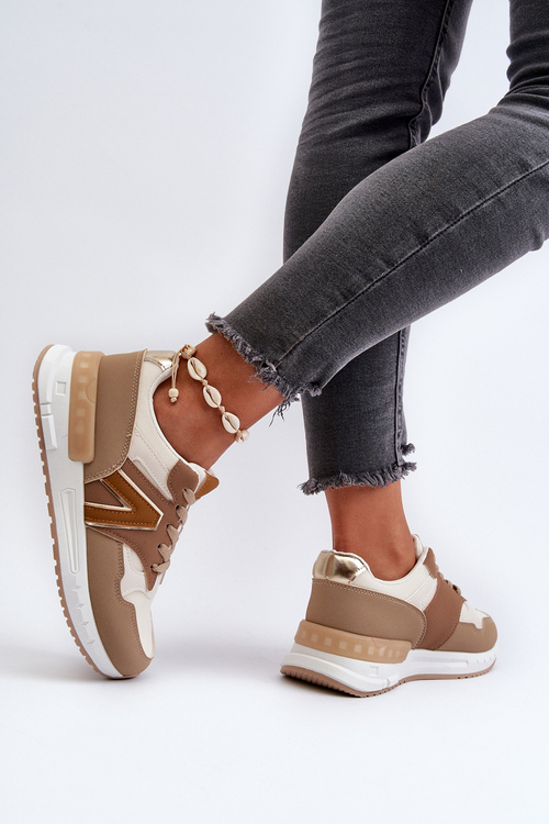 Sneakersy Damskie Z Eko Skóry Brązowe Vinelli