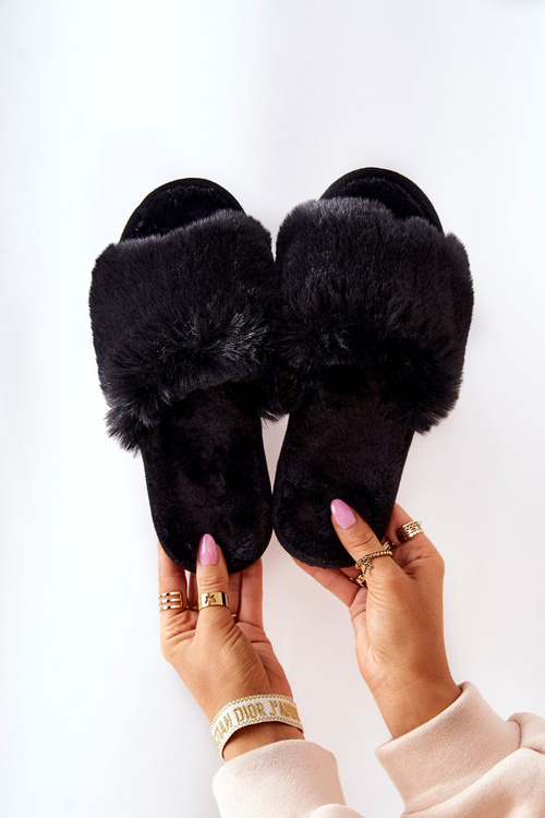 Papcie Damskie Z Futerkiem Czarne Trusted