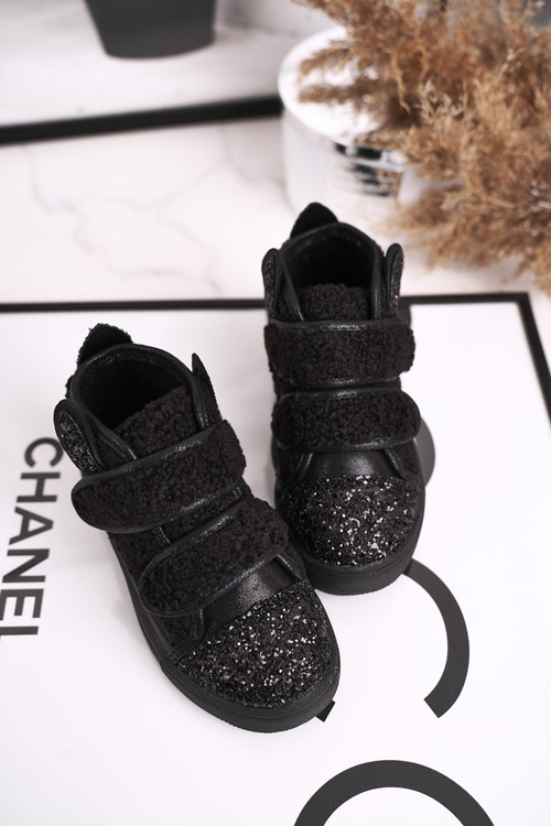 Dziecięce Trampki Ocieplane Wysokie Czarne Clifford