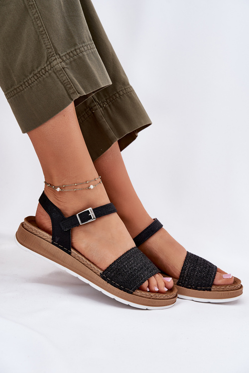 Sandały Damskie Z Plecionką Na Pasku Inblu GS000050 Czarne