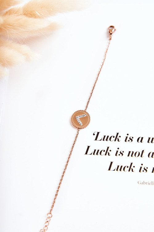 Damska Bransoletka Celebrytka Z Ozdobą I Cyrkoniami Różowe Złoto