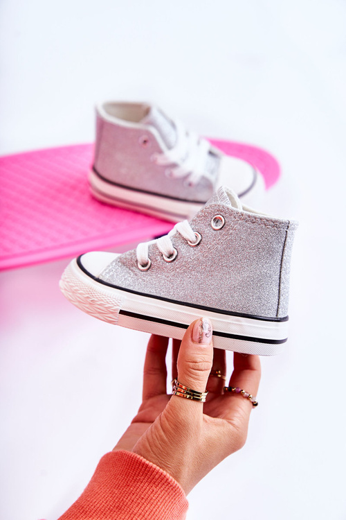 Dziecięce Trampki Wysokie Srebrne Catrina