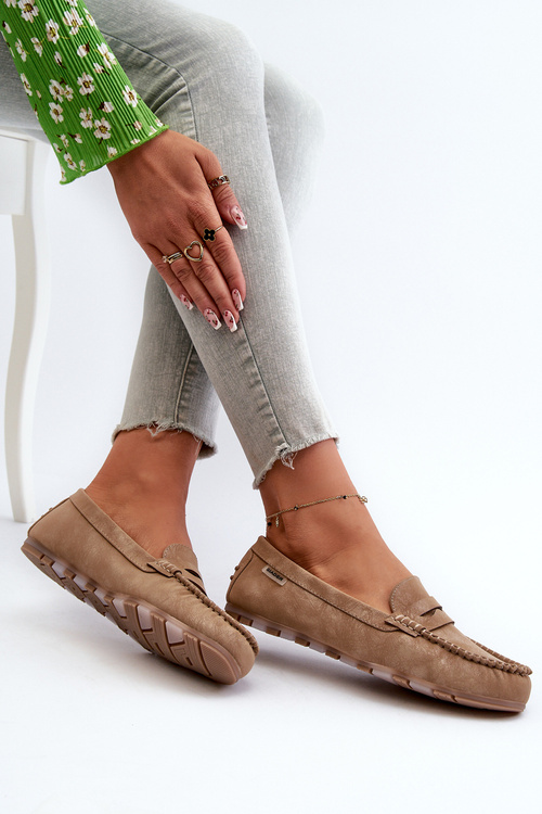 Mokasyny Damskie Z Eko Skóry Brązowe Celoria