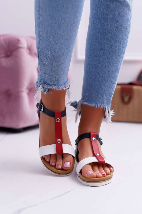 Sandały Damskie Płaskie Profilowane 8SD35-0306 Kolorowe Dubi