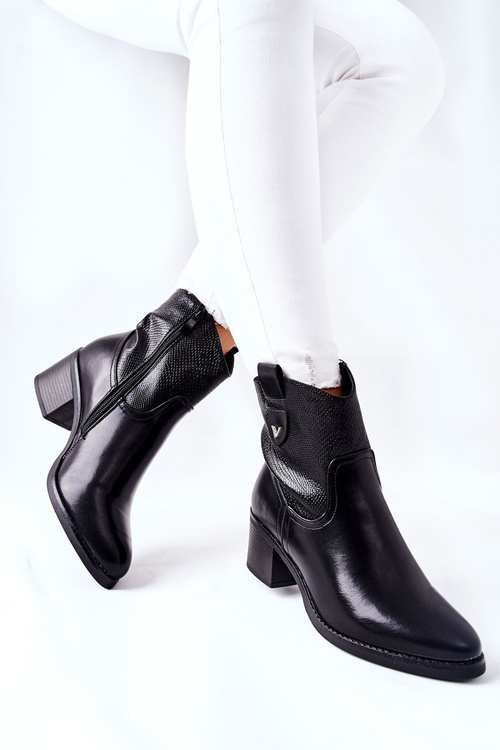 Damskie Ocieplane Botki Czarne Palile