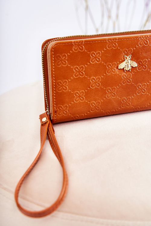 Damski Duży Portfel Z Ozdobą Jasnobrązowy Fabio