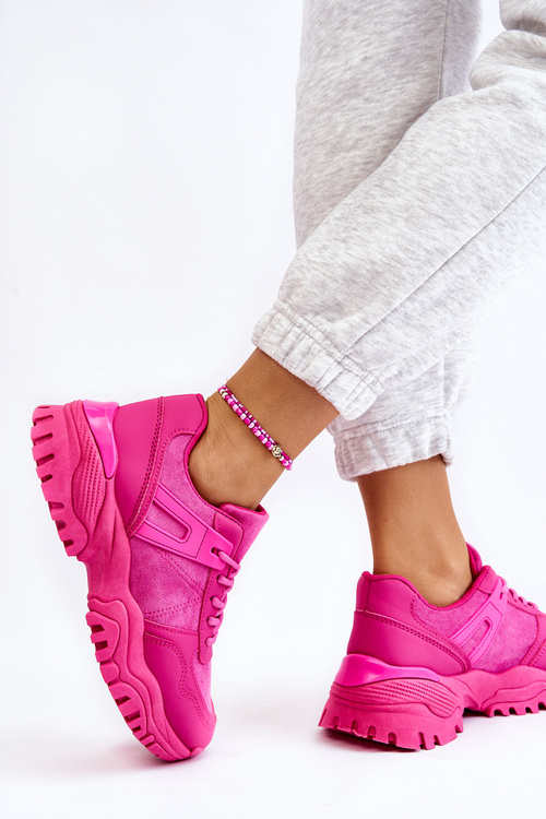 Modne Buty Sportowe Sneakersy Fuksja Frezio