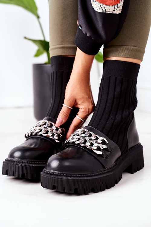 Botki Workery Z Łańcuchami Czarne Walk This Way