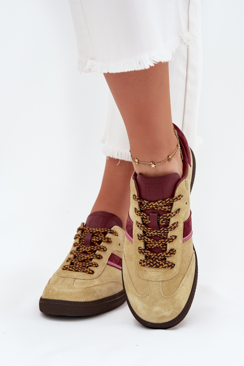 Zamszowe Niskie Sneakersy Damskie Big Star SS274680 HI-POLY SYSTEM Limonkowe