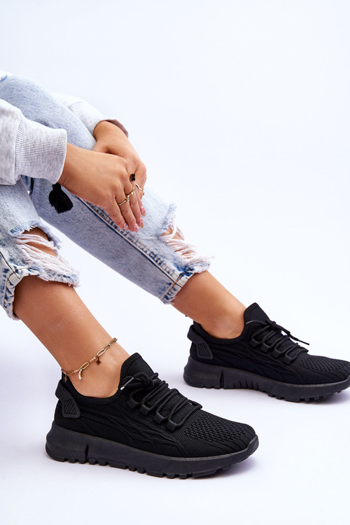 Damskie Wsuwane Buty Sportowe Sneakersy Czarne Rosett