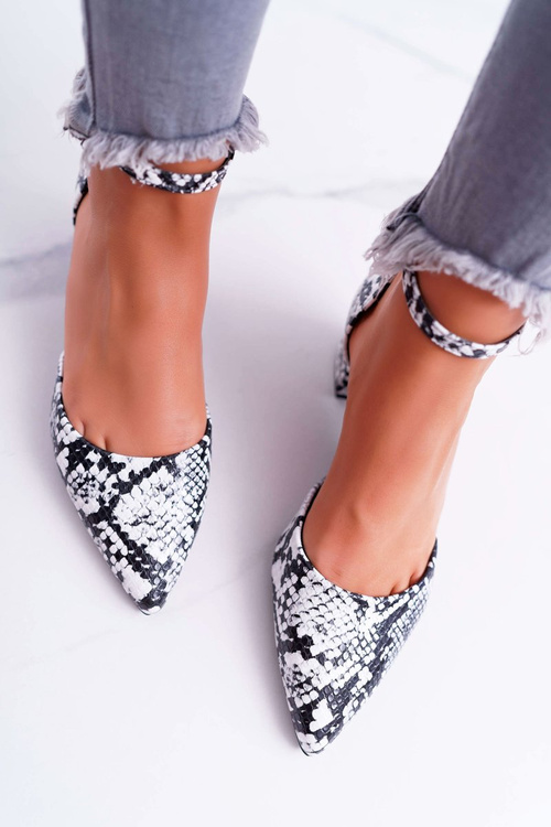 Sandały Damskie Na Słupku Skóra Węża Kehira