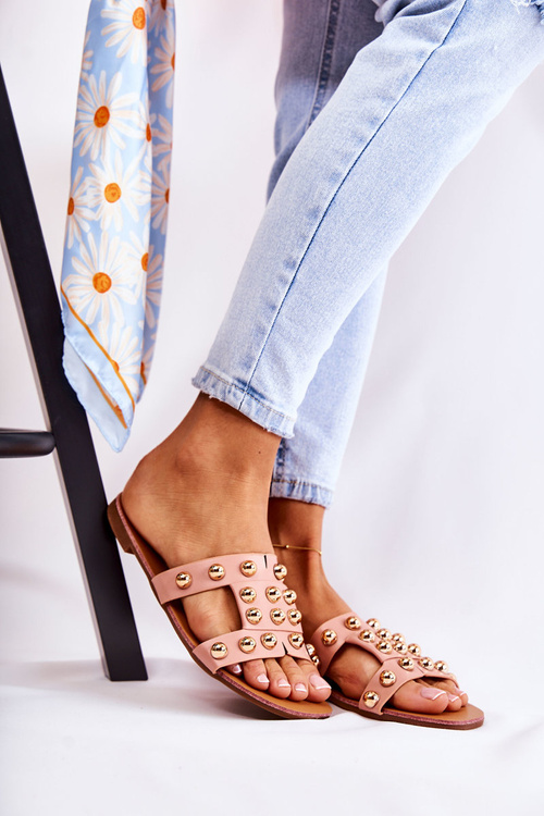 Damskie Klasyczne Klapki Z Ozdobami Różowe Scotlyn