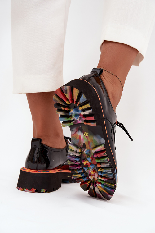 Skórzane Półbuty Damskie Lakierowane Artiker 57C0176 Czarne