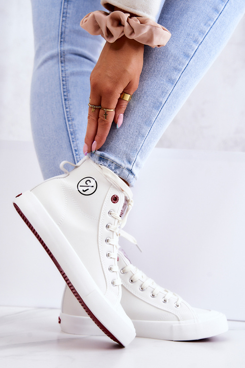 Damskie Wysokie Trampki Cross Jeans JJ2R4056C Białe